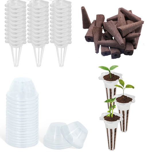 15/30Pcs Hydroponic plugs and inserts w/lids