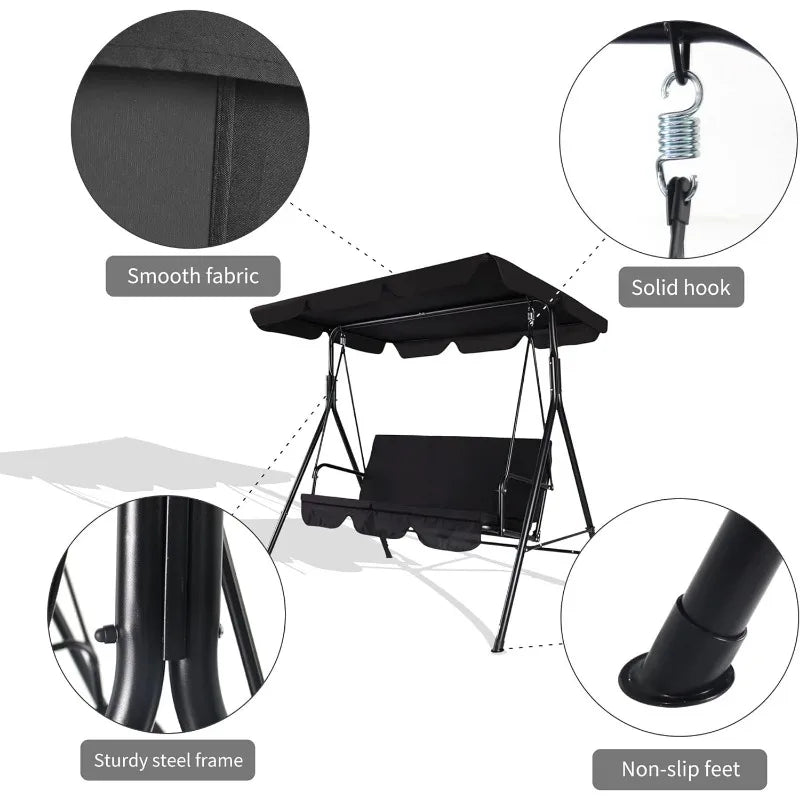 Outdoor Swing with Adjustable Canopy - Michef's Outside