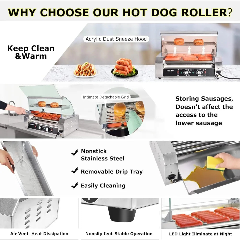 Hot Dog Roller Machine with Dual Temp Control