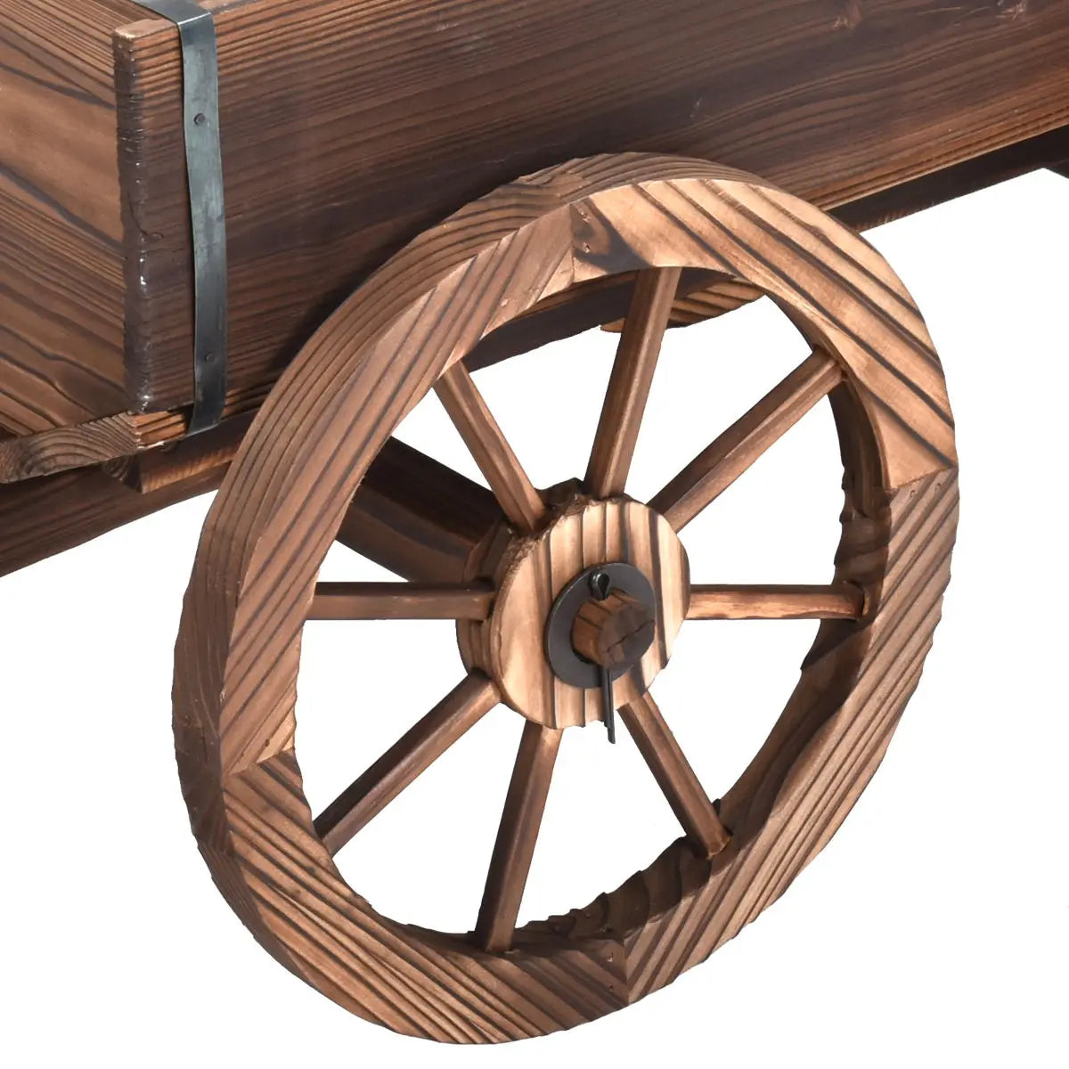 Wood Wagon Flower Planter w/Wheels