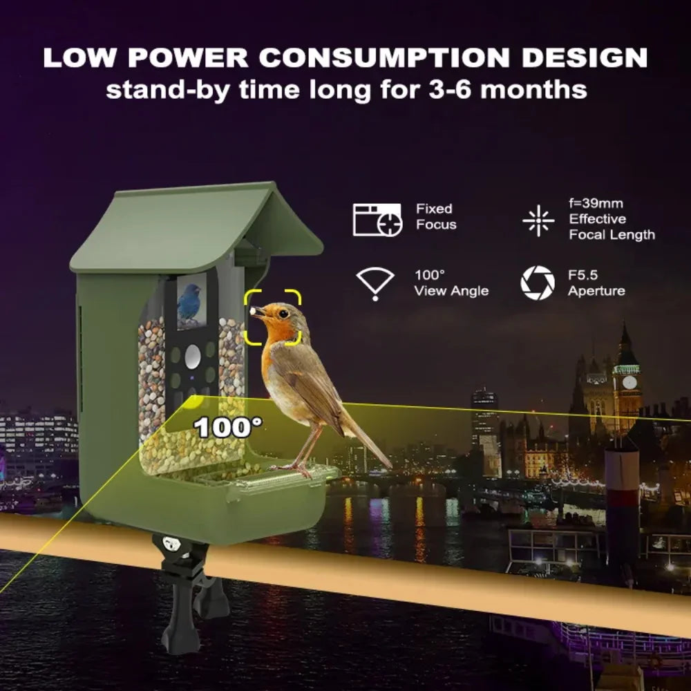 Waterproof Smart Window Bird Feeder with Camera