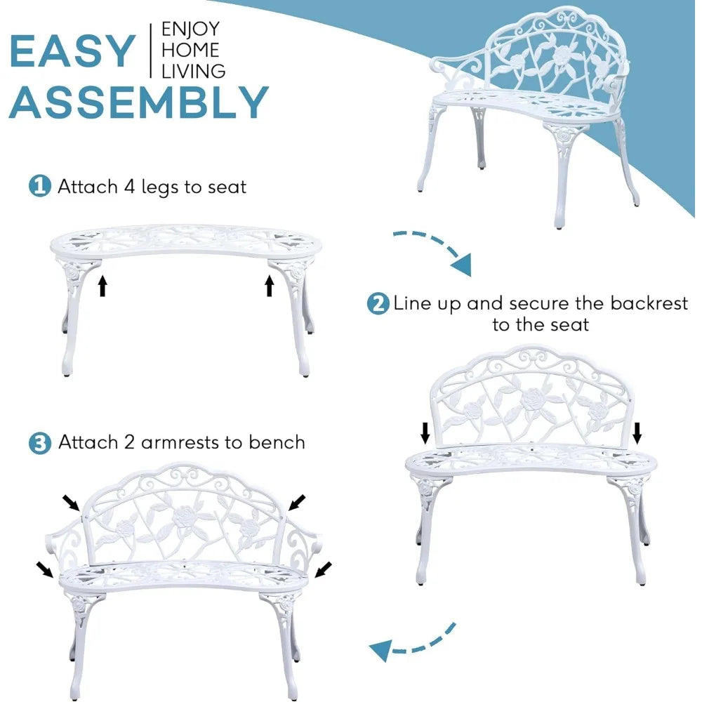 Cast Iron and Aluminum Outdoor Garden Bench - Michef's Outside