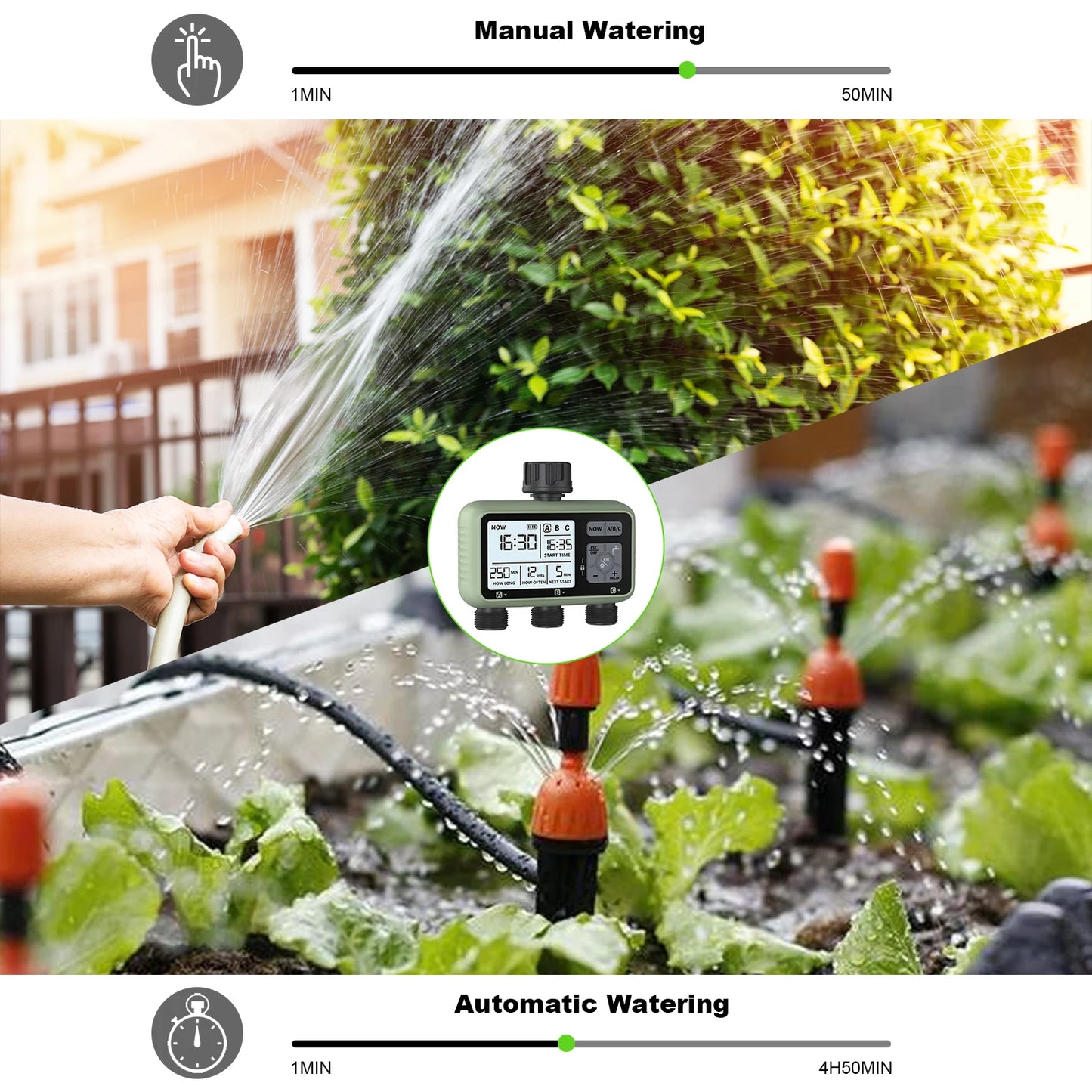 3-Zone Water Timer Independent Watering Plan