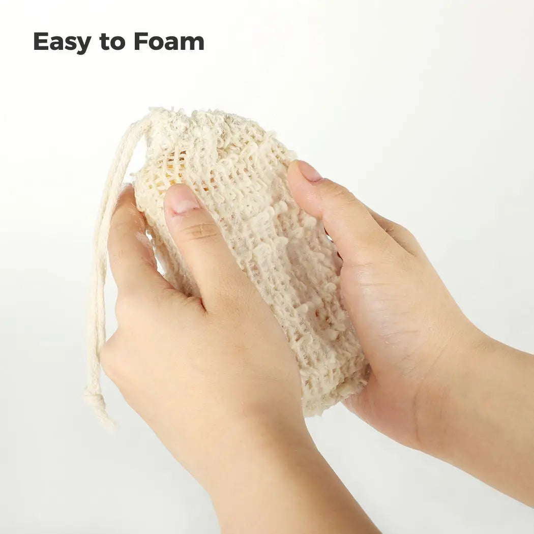 Natural Linen Soap Saver Foaming Bags