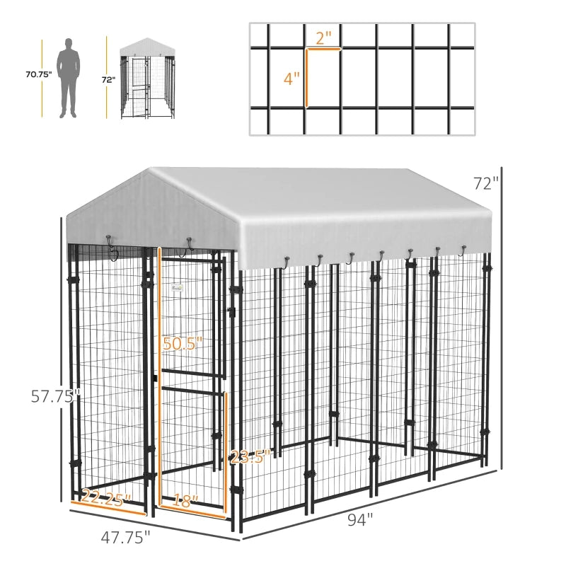 Outdoor Dog Kennel with Canopy - Michef's Outside