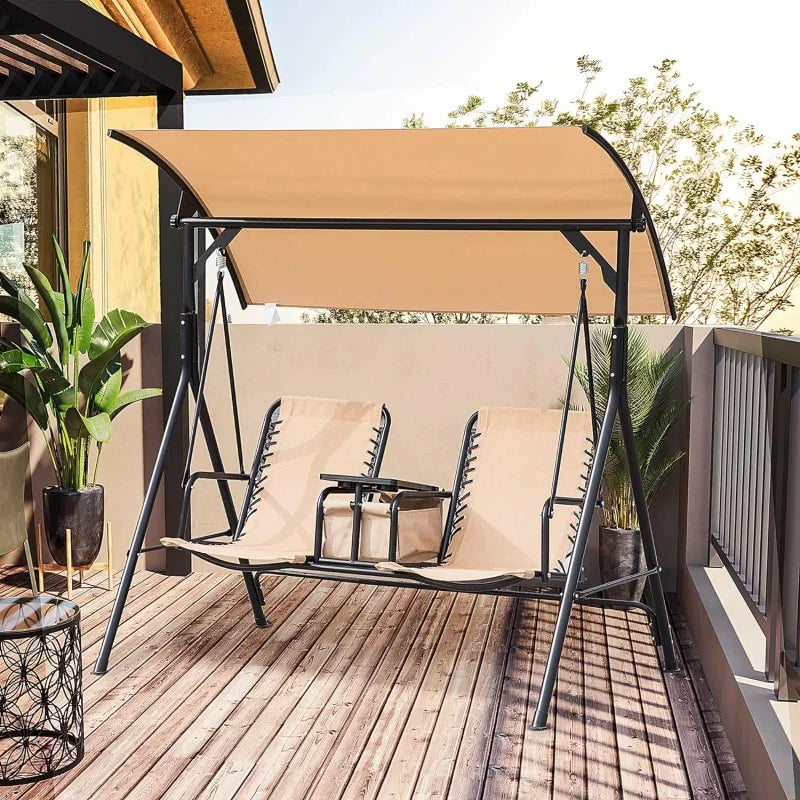 2-Seat Outdoor Canopy Swing Glider - Michef's Outside