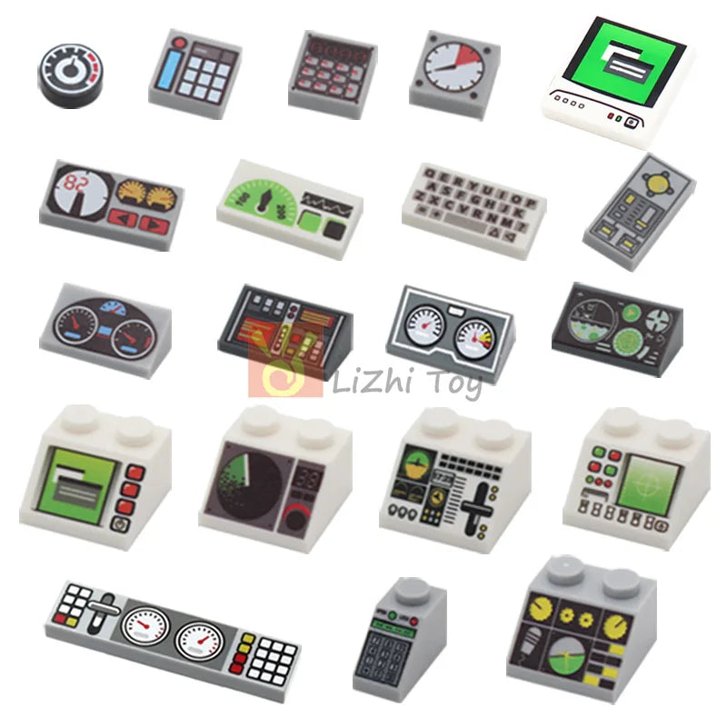 20pcs Printed Tile Instrument Meter Control Center Panel Building Blocks