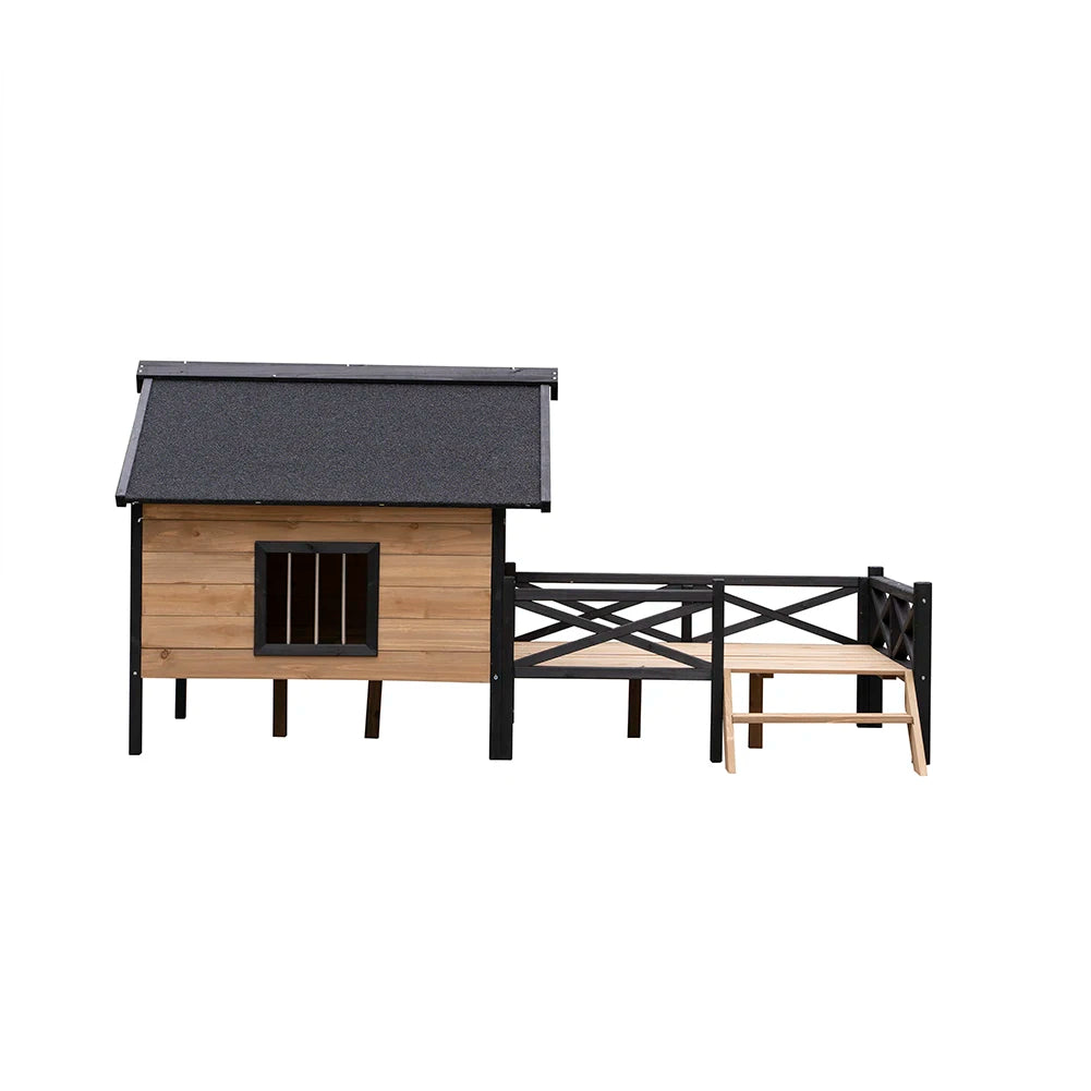 Wooden Cabin Style Weatherproof Kennel