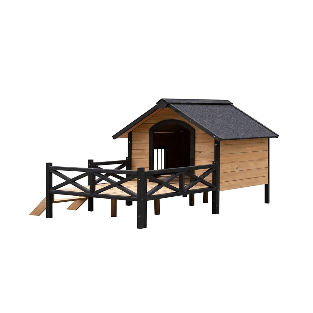 Wooden Cabin Style Weatherproof Kennel