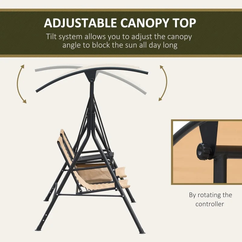 2-Seat Outdoor Canopy Swing Glider - Michef's Outside