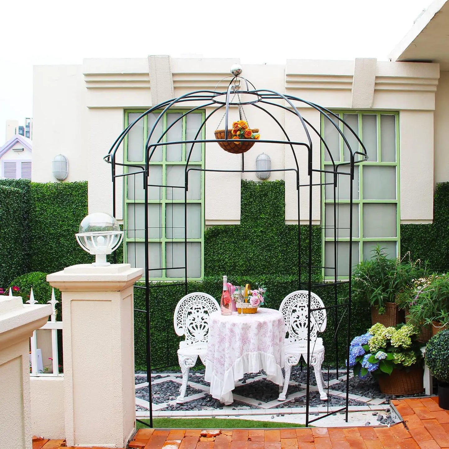 Garden Arbors Birdcage 9' High x 6.8' Wide Metal Pergola