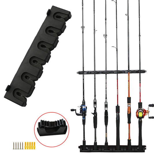 6-Rod Rack Vertical Pole Holder Wall Mount