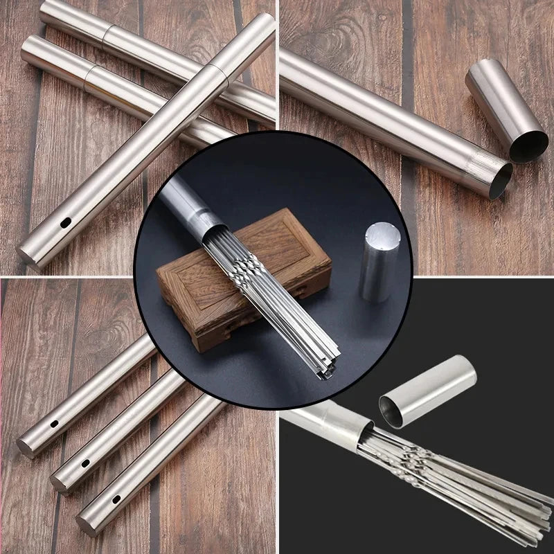 10-20pcs Stainless Steel Barbecue Skewers with Storage Tube