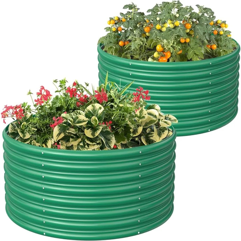 2-Pack Round Galvanized Raised Garden Beds