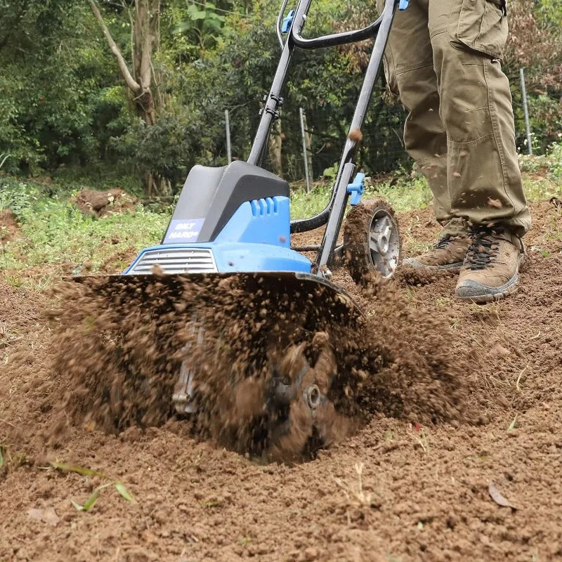 16-inch Electric Garden Rototiller with Adjustable Wheel