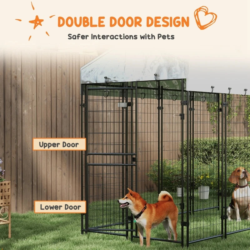 Outdoor Dog Kennel with Canopy - Michef's Outside