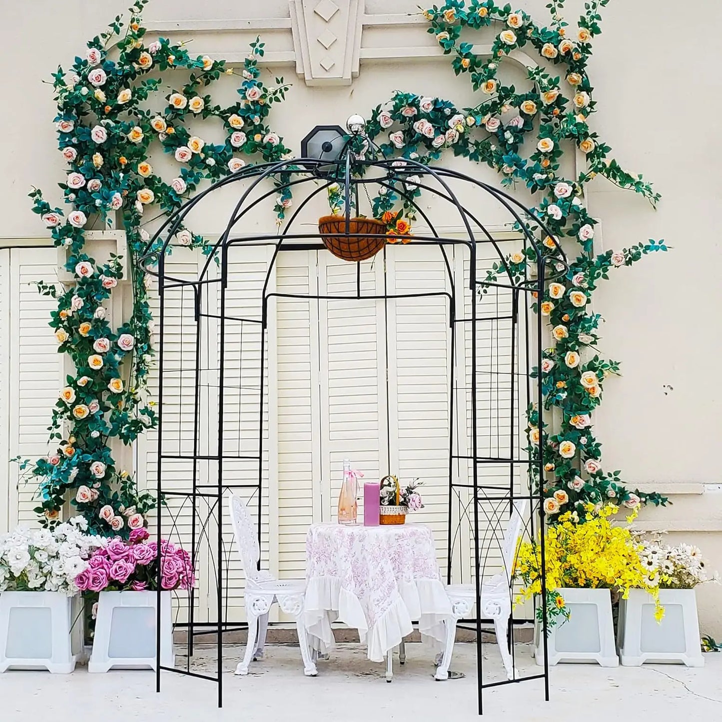 Garden Arbors Birdcage 9' High x 6.8' Wide Metal Pergola