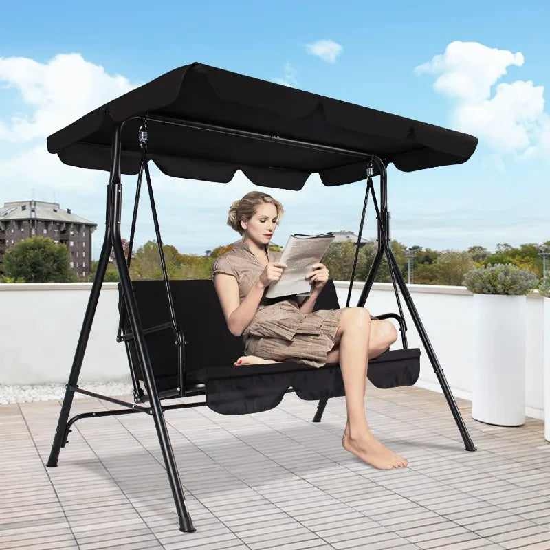 Outdoor Swing with Adjustable Canopy - Michef's Outside