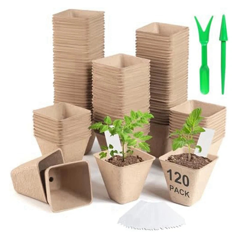 120 Pack Square Peat Pots For Seedlings