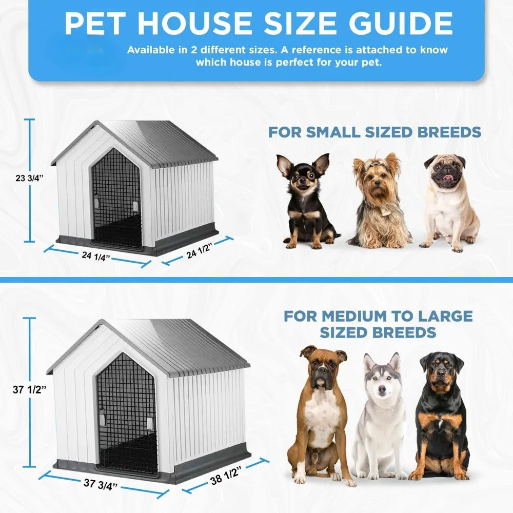 Large Weatherproof Pet Kennel w/Door - Michef's Outside