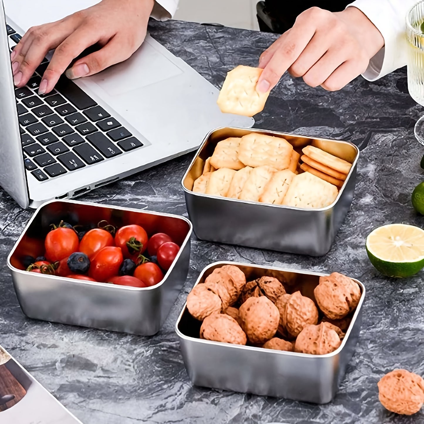 6-Piece Stainless Steel Food Storage Containers w/ Lids