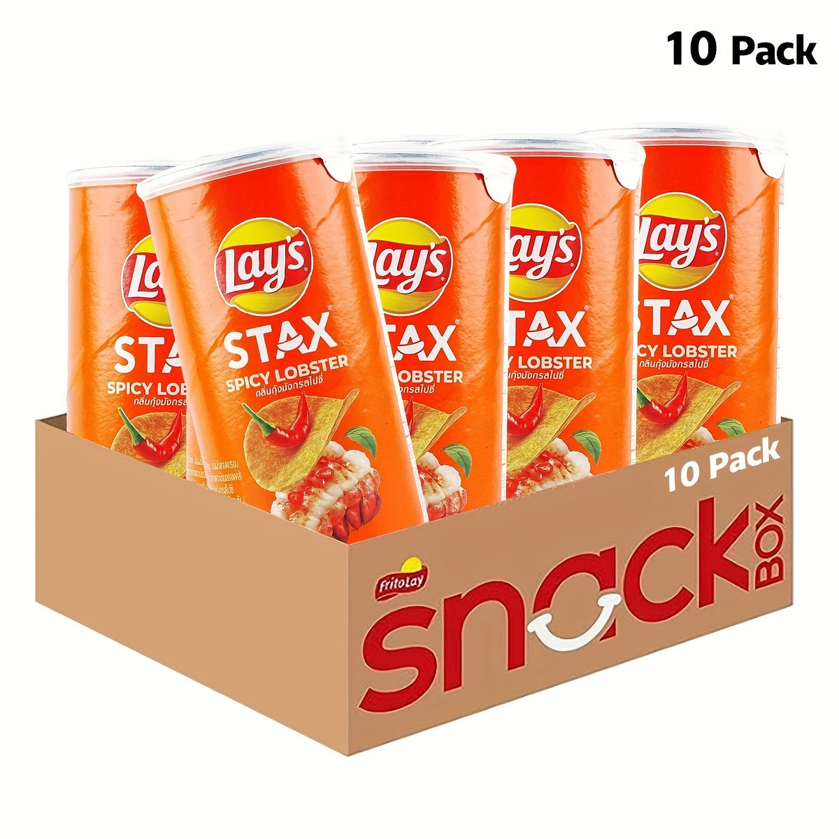 [10Packs] Lay's Thailand, Stax Potato Chips Spicy Lobster Flavor, 2.46 oz*10Packs