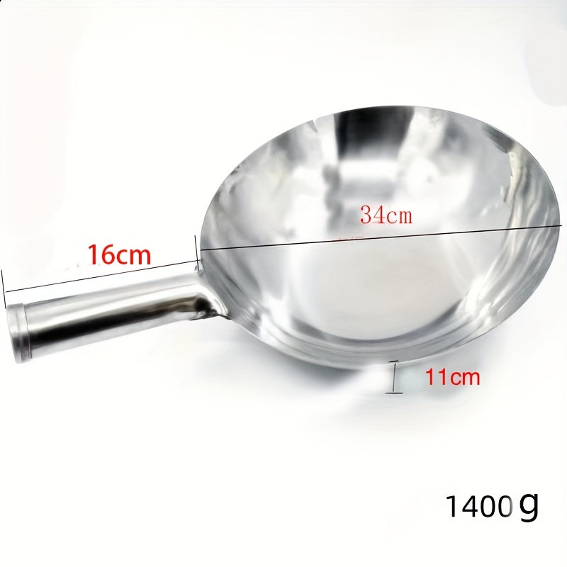 Wok-Style Stainless Steel Frying Pan