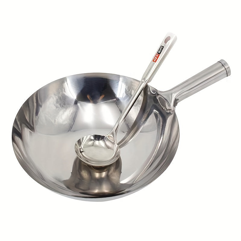 Wok-Style Stainless Steel Frying Pan