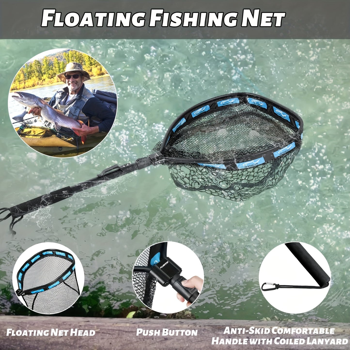 PLUSINNO Floating Rubber Coated Landing Net