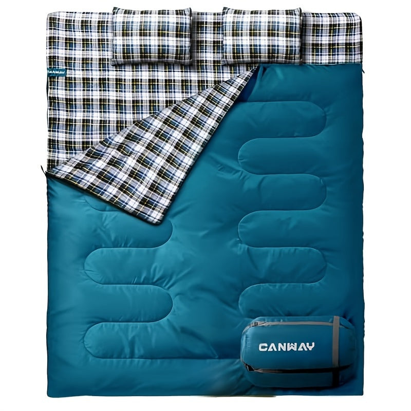 Flannel Double Sleeping Bag with 2 Pillows