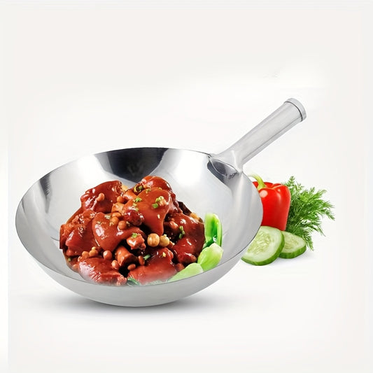 Wok-Style Stainless Steel Frying Pan