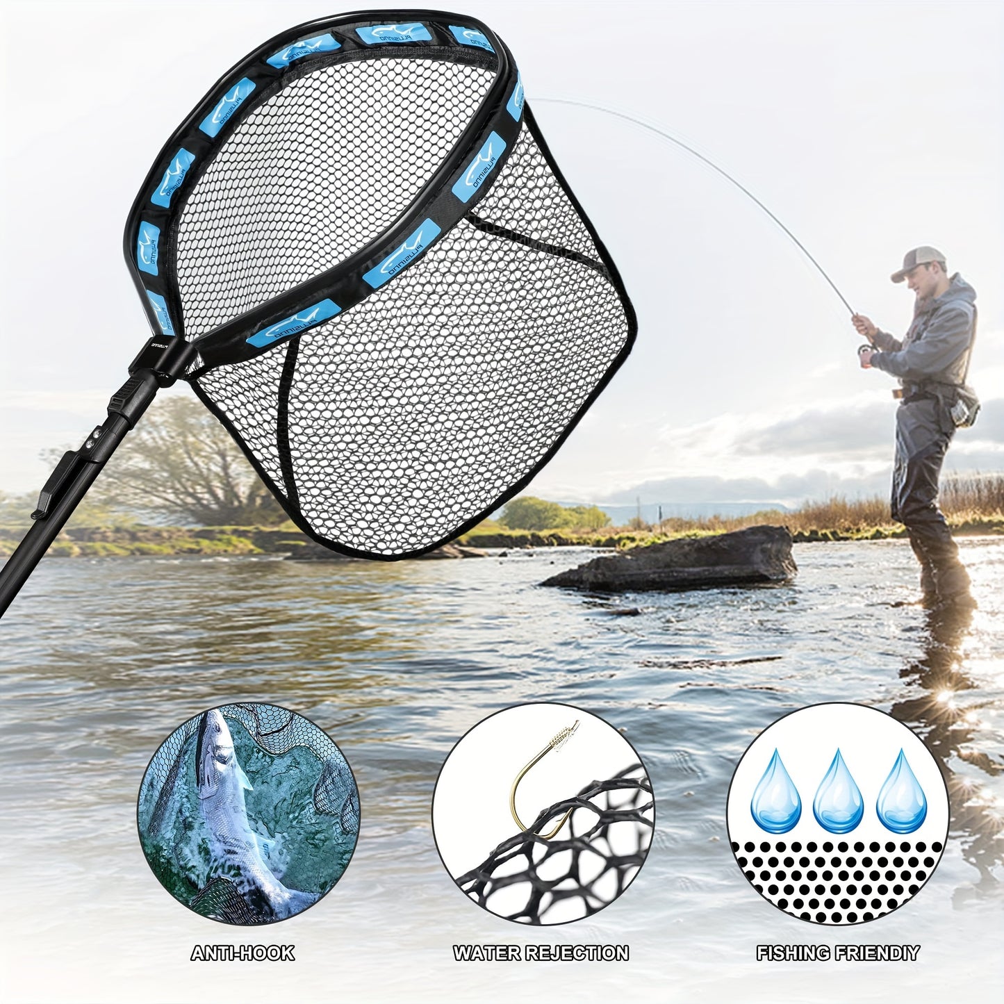 PLUSINNO Floating Rubber Coated Landing Net